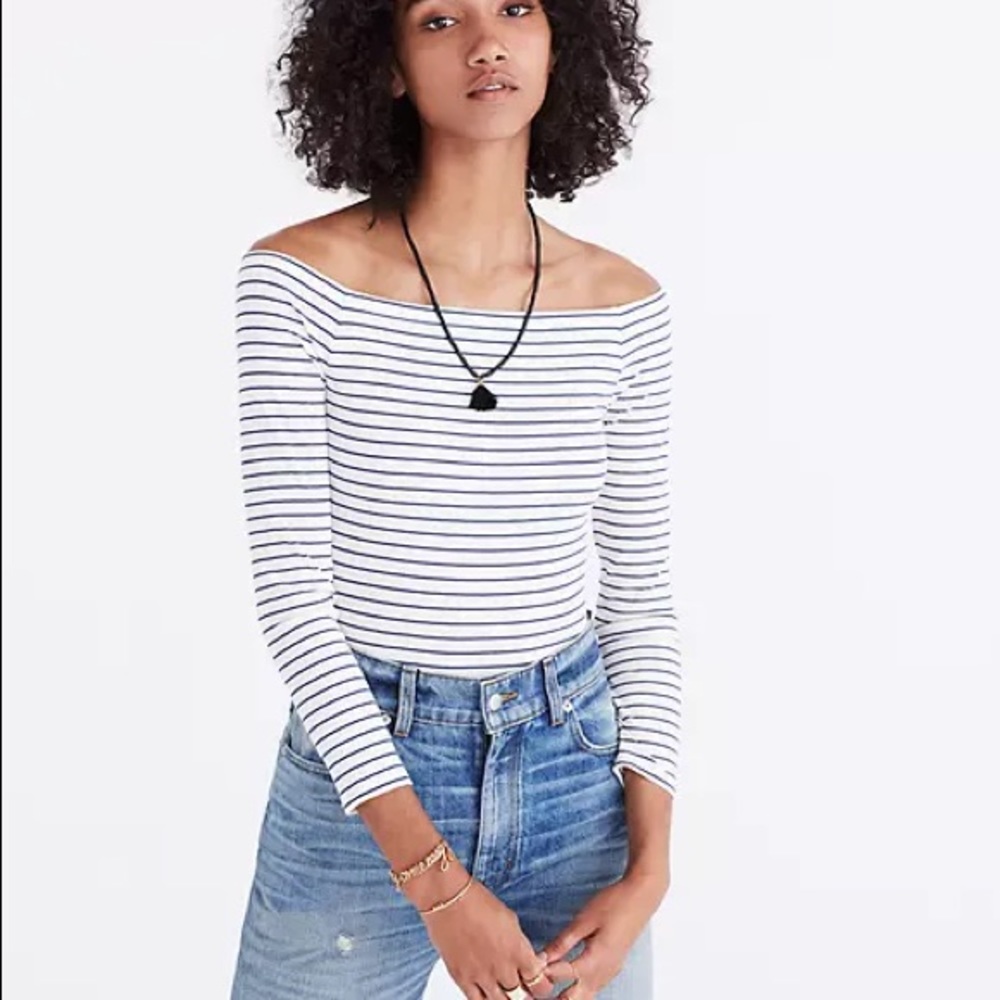 Madewell striped long sleeve bodysuit, size S